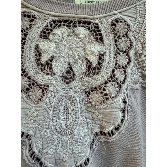 Lucky Brand Schiffley Cutwork Pullover in Dawn Rose - Picture 9 of 11